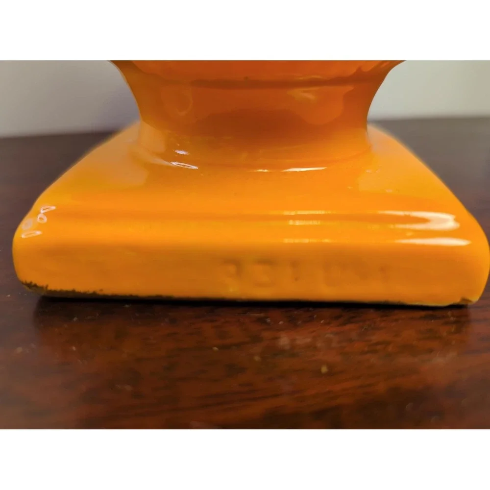 Vintage MCM Psychedelic Drip Glaze Ewer Vase Orange Retro Atomic Pottery 931 USA